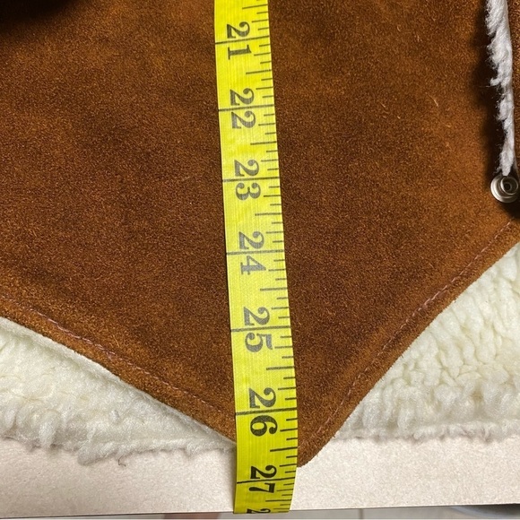 Pypsa Vest Mens size 44 Brown Suede Leather Sherpa lined Vest - Picture 13 of 14